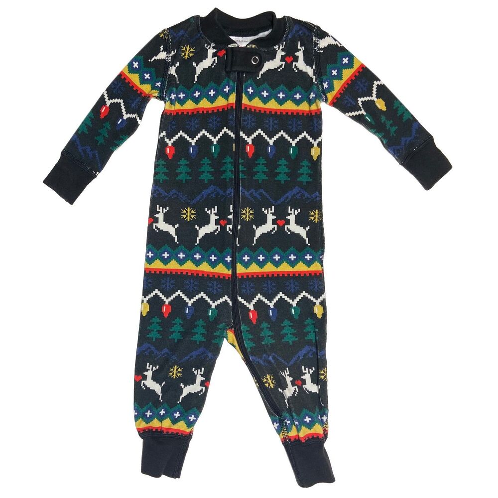 Hanna Andersson Baby Zip Sleeper 6-12 Months Organic Cotton Reindeer Long Sleeve
